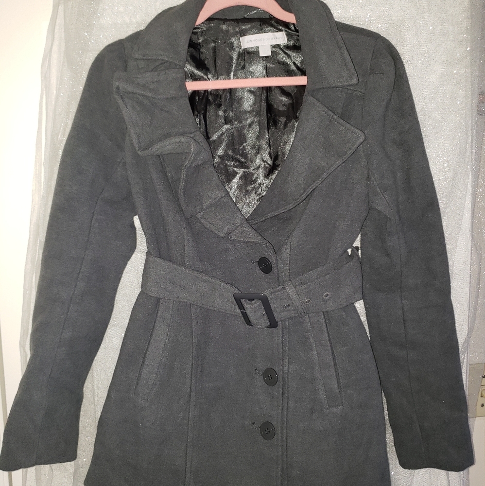 Gray Button Down Jacket Small Euc - image 1